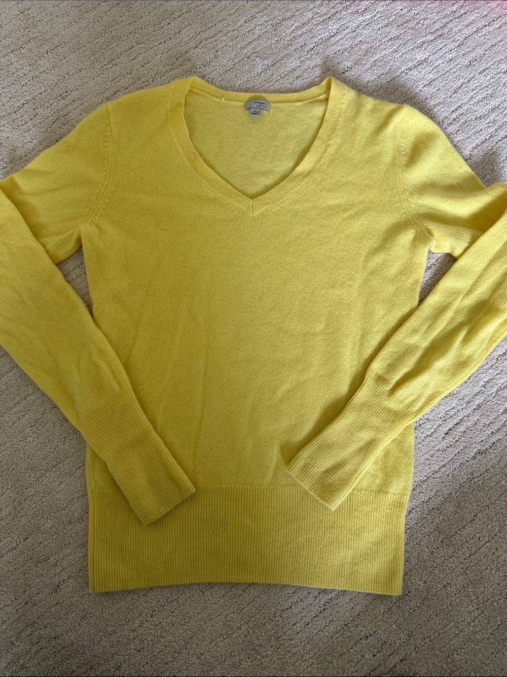 Halogen Bright Yellow V-Neck Cashmere Sweater